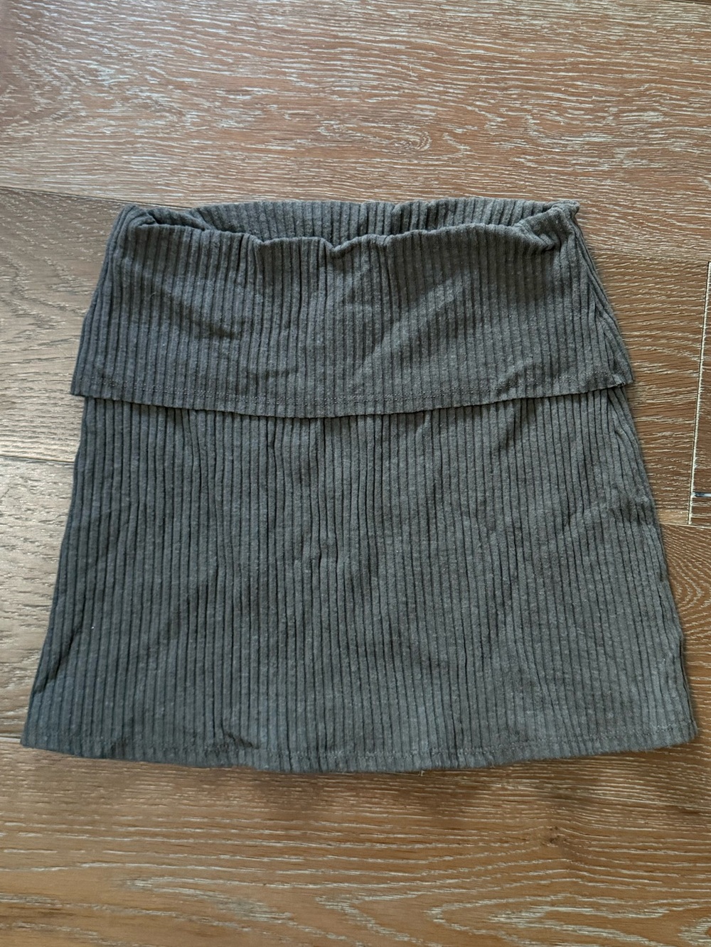 Joah Brown Fold-Over Rib Knit Mini Skirt